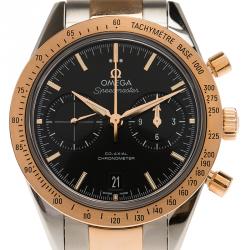 Omega Black 18K Rose Gold and Stainless Steel Speedmaster Men's Wristwatch 41MM