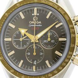 Omega Brown 18K Gold and Stainless Steel Speedmaster Broad Arrow Men's Wristwatch 42MM