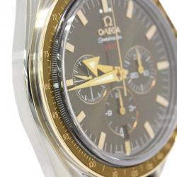 Omega Brown 18K Gold and Stainless Steel Speedmaster Broad Arrow Men's Wristwatch 42MM