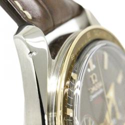 Omega Brown 18K Gold and Stainless Steel Speedmaster Broad Arrow Men's Wristwatch 42MM