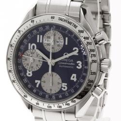 Omega Blue Stainless Steel Speedmaster Men's Wristwatch 39MM