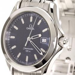 Omega Blue Stainless Steel Seamaster Men's Wristwatch 36MM