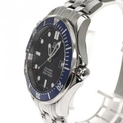 Pre Owned Omega Navy Blue Stainless Steel Seamaster Men's Wristwatch 41MM