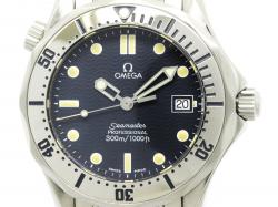 Omega Navy Blue Stainless Steel Seamaster Professional Men's Wristwatch 36MM