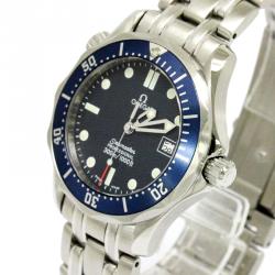 Omega Navy Blue Stainless Steel Seamaster Professional Men's Wristwatch 36MM