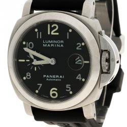 Pre Owned Panerai Black Stainless Steel Firenze 1860 Luminor Marina Men's Wristwatch 44MM
