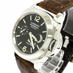 Pre Owned Panerai Black Stainless Steel Luminor Men's Wristwatch 44MM