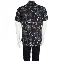 مملوكة مسبقًا قميص بول أند جو أسود مطبوع بأكمام قصيرة XL