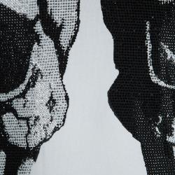 Pre Owned Philipp Plein White Skull Print Embellished Cotton T-Shirt L