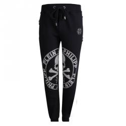 Philipp Plein Black Skull Print Embellished Jogger Pants L