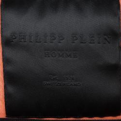 Pre Owned Philipp Plein Black Orange Contrast Skull Print T-Shirt M