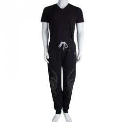 Pre Owned Philipp Plein Black Skull Print Embellished Jogger Pants L
