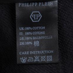 Pre Owned Philipp Plein Black Skull Print Embellished Jogger Pants L