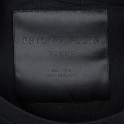 Pre Owned Philipp Plein Black King Plein Printed Crew Neck T-Shirt L