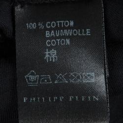 Pre Owned Philipp Plein Black King Plein Printed Crew Neck T-Shirt L