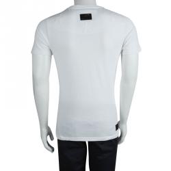 Pre Owned Philipp Plein White The Gold Standard Embellished Cotton T-Shirt L