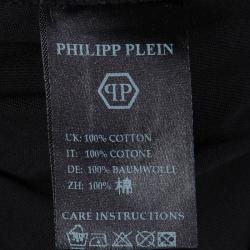 Philipp Plein Black Contrast Skull Print Embellished Crew Neck T-Shirt L