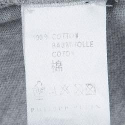 Pre Owned Philipp Plein Grey Embellished Terrorist Panda Print T-Shirt L