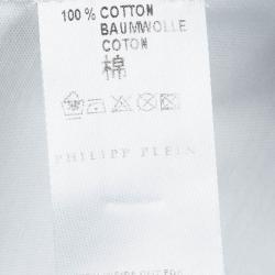 Pre Owned Philipp Plein White Embellished Cash Print Crew Neck T-Shirt L