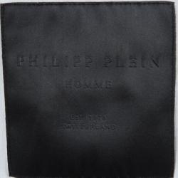 Pre Owned Philipp Plein White Embellished Black Money V-Neck T-Shirt L