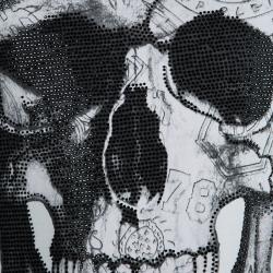 Pre Owned Philipp Plein White Embellished Skull Print Crew Neck T-Shirt L