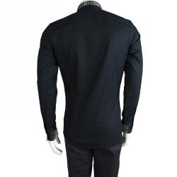 Pre Owned Philipp Plein Black Metal Studded Long Sleeve Button Front Cotton Shirt M