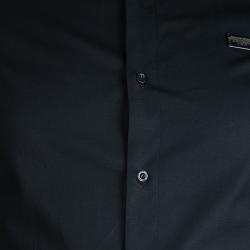 Pre Owned Philipp Plein Black Metal Studded Long Sleeve Button Front Cotton Shirt M