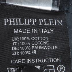 Pre Owned Philipp Plein Black Metal Studded Long Sleeve Button Front Cotton Shirt M