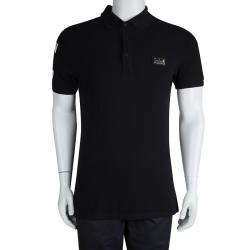 Pre Owned Philipp Plein Black Embellished Skull Motif Polo T-Shirt L