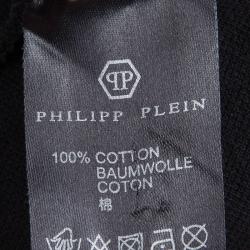 Pre Owned Philipp Plein Black Embellished Skull Motif Polo T-Shirt L