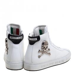 Philipp Plein White Leather Flight High Top Sneakers Size 43