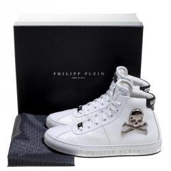 Philipp Plein White Leather Flight High Top Sneakers Size 43