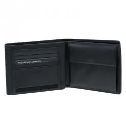 Pre Owned Porsche Design Black Logo Embossed Leather Bi-fold Wallet