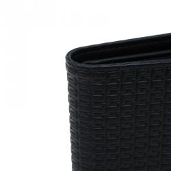 Pre Owned Porsche Design Black Logo Embossed Leather Bi-fold Wallet