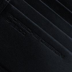 Pre Owned Porsche Design Black Logo Embossed Leather Bi-fold Wallet