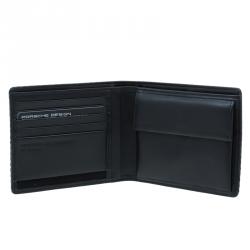 Pre Owned Porsche Design Black Logo Embossed Leather Bi-fold Wallet