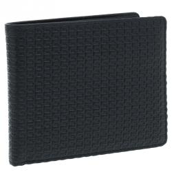Pre Owned Porsche Design Black Logo Embossed Leather Bi-fold Wallet