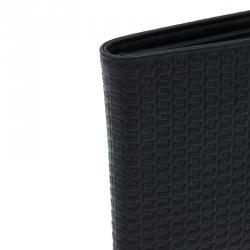 Pre Owned Porsche Design Black Logo Embossed Leather Bi-fold Wallet