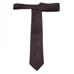 Prada Brown Silk Polka Dot Tie