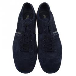 Pre Owned Prada Navy Blue Suede Sneakers Size 44.5