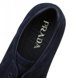 Pre Owned Prada Navy Blue Suede Sneakers Size 44.5