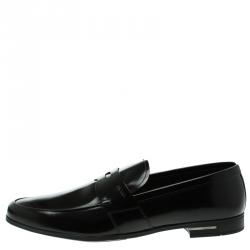 Pre Owned Prada Black Leather Penny Loafers Size 45.5