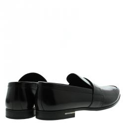 Pre Owned Prada Black Leather Penny Loafers Size 45.5