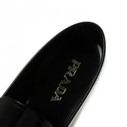 Pre Owned Prada Black Leather Penny Loafers Size 45.5