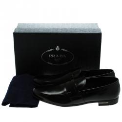 Pre Owned Prada Black Leather Penny Loafers Size 45.5