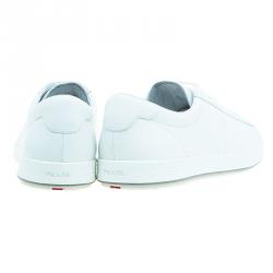 Pre Owned Prada Sport White Leather Lace Up Platform Sneakers Size 45