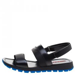 Pre Owned Prada Sport Black Leather Sandals Size 44
