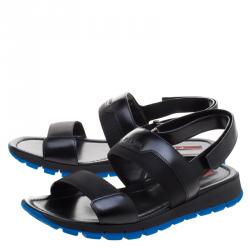 Pre Owned Prada Sport Black Leather Sandals Size 44