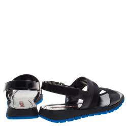 Pre Owned Prada Sport Black Leather Sandals Size 44