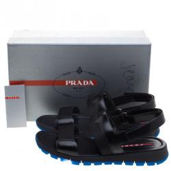 Pre Owned Prada Sport Black Leather Sandals Size 44